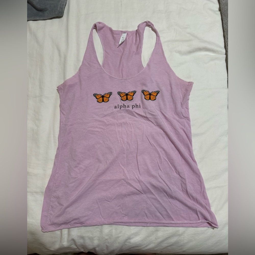 Bella + Canvas Lilac Butterfly Alpha Phi Tank Top